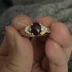 Strawberry Gold Garnet Ring With Chocolate And Vanilla Diamonds. Excellent Condition With No Missing Diamonds. Can Be Resized. Purchased At Kay Jewelers. Gold Garnet Ring, Levian Jewelry, Rhodolite Garnet Ring, Kay Jewelers, Garnet Ring, Ring Color, Rhodolite Garnet, Garnet Rings, Womens Jewelry Rings