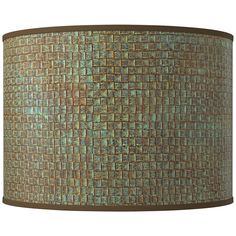 a lamp shade that is green and brown