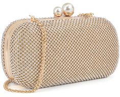 PRICES MAY VARY. Rhinestone crystal studded clutch; metal hardware; Satin lining Measures: 7.1 x 4 x 2.36 inch; Long Chain 22 inch Drop has enough space for some essentials; Like keys credit card and lipstick; Weighs about 1 pound Flexible Carry: You can hold this crystal clutch in your hand or you can also use it as a handbag with the removable chain in some events, brings more convenience. Unique design evening bag are perfect for night out, date, cocktail party, family reunion, prom, banquet Studded Clutch, Crystal Clutch, Wedding Gold, Gold Handbags, Evening Clutch, 1 Pound, Long Chain, Family Reunion, Clutch Purse