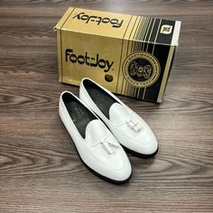 Footjoy Classics White Tassel Loafers Dress Shoes Size 8.5 D! New In Box! Please Make Reasonable Offers And Bundle! Ask Questions! :) White Slip-on Tassel Loafers For Formal Occasions, White Round Toe Tassel Loafers For Galas, White Tassel Loafers With Round Toe For Galas, White Tassel Loafers For Galas With Round Toe, White Tassel Loafers For Galas, White Tassel Loafers With Brogue Detailing For Formal Occasions, White Classic Tassel Loafers For Galas, Classic White Wingtip Tassel Loafers, White Dress Shoes Men