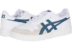 ASICS Tiger Japan S - Men's Shoes : White/Magnetic Blue : Heritage style and classic sportiness meet with the ASICS Tiger Japan S sneakers. Casual shoes with leather uppers in a low-top silhouette. Perforated toe box and side panels for added airflow. Lace-up closure for a custom fit. Padded tongue and collar. Breathable textile lining. Padded footbed. Flexible rubber outsole. Imported. Measurements: Heel Height: 1 1 4 in Weight: 14.4 oz Platform Height: 3 4 in Product measurements were taken us Classic Low-top Running Shoes With Laces, Low-top Skate Shoes With Contrast Sole For Sports, Classic Low-top Custom Sneakers For Light Sports, Classic Low-top Skate Shoes For Sports, Classic Low-top Custom Sneakers For Sports, Classic Low-top Running Shoes With Perforated Toe Box, Low-top Skate Shoes With Vulcanized Sole For Sports, Classic Low-top Running Shoes With Rubber Sole, Slip-on Skate Shoes With Contrast Sole For Sports