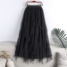 Season:Spring  Summer,Autumn / Fall; Fabric:Polyester; Dress Length:Midi; Gender:Women's; Style:Elegant,Long,Summer; Occasion:Date,Holiday,Party,Daily,Casual Daily,Mardi Gras,Mardi Gras Carnival; Details:Lined; Fit Type:Regular Fit; Pattern:Solid Colored; Design:Layered,Tulle,Asymmetric Hem,Beaded; Special Size:Asian Size; Pants Type:Skirt,Swing,Long Skirt; Fly Type:Elasticity; Front page:FF; Production mode:Self-produce; Length:; Waist:; Special selected products:Clearance; Fit US Size:null; Fi Harajuku Skirt, Tule Rok, Gonna In Tulle, Tulle Long Skirt, Tulle Skirts, Pleated Maxi Skirt, Long Skirts For Women, Brown Skirts, High Waist Fashion