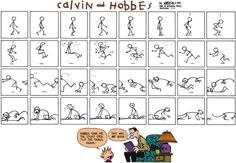 a cartoon strip showing how to draw people in different poses, with the caption's above them