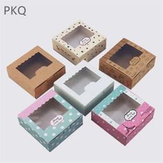 six boxes with different designs on them