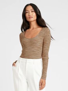 Space-Dye Scoop-Neck Sweater Top | Banana Republic Ombre Fashion, High Rise Style, Top Banana, Fall Shopping, Cool Sweaters, Sweater Fashion, Off Shoulder Blouse, Neck Sweater, New Black