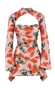 Clothing : Mini Dresses : 'Toira' Rose Print Draped Corset Dress Backless Silk Dress, Champagne Bars, Hollow Out Dress, Celebrity Inspired Dresses, Dinner Dates, Cowl Neckline, Satin Mini Dress, Out Dress