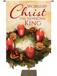 Contours Christmas Banner Worship Christ the Newborn King with Sculpted Christmas Wreath Banner Designs, Christmas Banner, The 3 Kings, Christmas Banners, Christmas Collection, Christmas Pictures, Banner Design, Satin Fabric, Worship