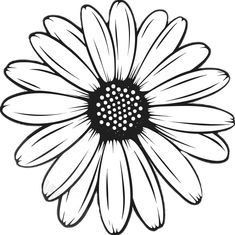 a black and white drawing of a flower