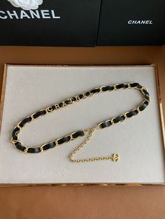 SHOP MORE LUXURY PRODUCTS HERE Description Chanel Chain Chanel signGold color chain This product is the premium quality. This product will come with box. Luxury Black Chain Belt, Luxury Black Chain Necklace, Classic Black Chain Link Necklace, Luxury Black Chain Necklace As A Gift, Elegant Black Curb Chain Necklace, Black Luxury Metal Chain Necklace, Luxury Black Metal Chain Necklace, Black Link Necklace With Gold Chain, Black Link Necklaces With Gold Chain