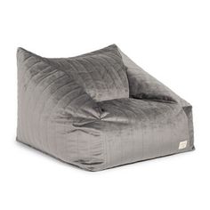 a grey bean bag chair on a white background