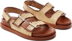 Summer Textile Sandals For Vacation, Comfortable Brown Sport Sandals For Vacation, Flat Sport Sandals With Adjustable Strap For Vacation, Vacation Sport Sandals With Adjustable Strap, Comfortable Double Strap Sandals For Vacation, Comfortable Sport Sandals With Buckle Closure For Vacation, Summer Textile Sandals With Textured Footbed, Textile Sandals With Cushioned Footbed For Vacation, Comfortable Brown Sport Sandals For Spring