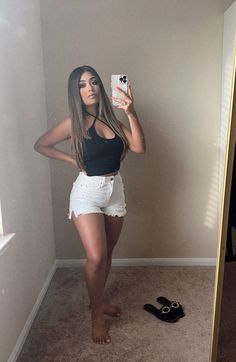 Mirror selfie 🖤 #YMI - STYLE: S270893 COLOR: RIP&TEAR K2644 80s Mom, Ymi Jeans, Hottie Women, Shorts Denim, Mom Shorts, Black Body, White Shorts, Volkswagen, Denim Shorts