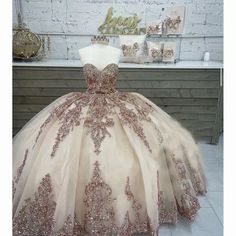 Rose Gold Sweet 16 Quinceanera Dresses Sequins Appliques Sweetheart Ball Gowns | eBay Pearl Quinceanera Dresses, Rose Gold Quince Dress, Western Quince, Gold Quince Dress, Gold Quinceanera Dresses, Rose Gold Quinceanera Dresses, Gold Sweet 16, Rose Gold Quinceanera, Xv Dresses