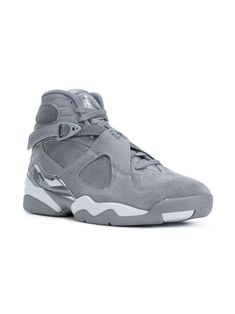 Find JORDAN Air Retro 8 Sneakers on Editorialist. grey leather padded ankle side buckle fastening front lace-up fastening almond toe chunky rubber sole Jordan Air Retro, Air Jordan Retro 8, Air Jordan 8 Retro, Jordan Shoes Retro, Kicks Shoes, Custom Nike Shoes, Tenis Nike, Shoes Retro, Fresh Sneakers