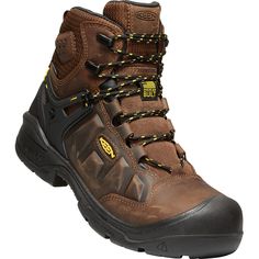 1021467 KEEN Men's Dover Safety Boots - Dark Earth/Black Waterproof Gore-tex Hiking Boots For Safety, Functional Waterproof Boots For Safety, Waterproof Gore-tex Boots For Safety, Waterproof Leather Hiking Boots For Safety, Waterproof Functional Hiking Boots For Safety, Waterproof Functional Hiking Boots, Rugged Waterproof Slip-resistant Boots For Sports, Waterproof Gore-tex Work Boots For Sports, Secure Fit Waterproof Boots For Outdoor