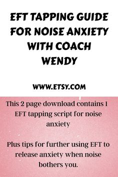 This is a two-page printable EFT guide to releasing noise anxiety.

This Emotional Freedom Techniques guide contains 
 
1 EFT tapping script for noise anxiety
Plus tips for further EFT tapping

Noise anxiety can cause anxiety for many people.  

This guide is designed to help you release these emotions and help you to feel calm and relaxed.

Here's a short video of me demonstrating the EFT tapping points https://www.youtube.com/shorts/1aWII8cPxuQ