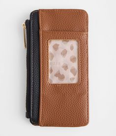 "Kedzie Essentials Card Wallet - Brown , Women's Brownblack Faux leather wallet Zip and snap closures Measures 6 3/4"(L) x 3 3/4"(H). Apparel & Accessories" Faux Leather Wallets With Card Slots, Faux Leather Wallets With Card Slots For Everyday Use, Everyday Faux Leather Wallet With Card Slots, Wallets For Women, Card Wallet, Apparel Accessories, Leather Wallet, Buckle, Faux Leather