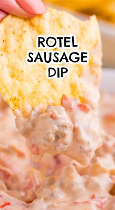 A classic party dip recipe with Rotel tomatoes, sausage and cream cheese served with tortilla chips perfect for crock pots, tailgating and gameday!