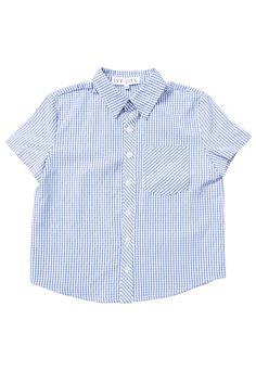 Meet the Boy's James Shirt in Blue Gingham - the epitome of classic charm with a patriotic twist! Crafted from crisp blue & white gingham print cotton blend fabric, this shirt is a timeless addition to any little gentleman's wardrobe. The collar neckline adds a touch of sophistication, while the fitted sleeves ensure a sleek silhouette. With its button-up style, the James Shirt will be the perfect choice for your Fourth of July celebrations. Available in sizes 12-18 months - 13-14!! gingham Gentleman's Wardrobe, Blue And White Gingham, Gingham Top, Fitted Sleeves, Gingham Tops, Cotton Blend Fabric, The James, Blue Gingham, Gingham Print