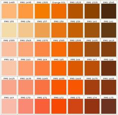 an orange color chart with different shades