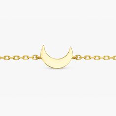 Plain Gold Crescent Bracelet Moon Bracelet, Mini Moon, Handmade Fine Jewelry, Shooting Stars, White Gift Boxes, Crescent Moon, Gold Set, Make A Wish, Classic White