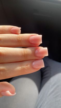 short natural nails ✨ Short Nails Acrylic Natural Color, Short Nails Acrylic Natural, Hoco Nails Short Square, Cute Short School Nails, Simple Nail Ideas Natural Nails, Simple Nails Natural Nail, Short Nail 2024 Trends, Rlly Short Acrylic Nails, Gel On Real Nails Short