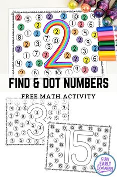 the number 2 and two dot numbers printable activity for kids