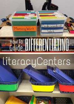 there are many different books on the shelves in this room with text overlay that reads how to guide differentiated library centers