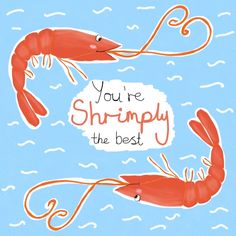 two red lobsters with the words you're shrimpy the best