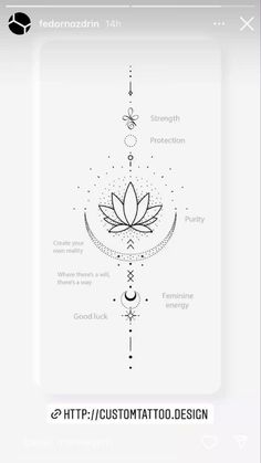 the lotus flower tattoo design is shown in black and white, as well as an image of