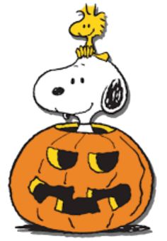 a cartoon dog sitting on top of a pumpkin