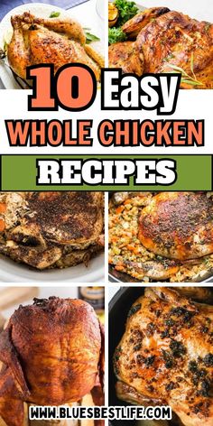 A collection of whole chicken recipes for dinner. Oven Baked Whole Chicken, Whole Baked Chicken, Oven Chicken Recipes, Whole Chicken Recipes, Cornish Hens, Recipe Roundup, Oven Recipes, Whole Chicken, Meal Prep For The Week