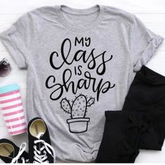 Multiple Sizes Custom Made Shirts Gray Shirt With Htv Vinyl Lettering Kindergarten Teacher Shirts Funny, Casual Relaxed Fit T-shirt For Back To School, Trendy Relaxed Fit Tops For School, Casual Relaxed Fit Shirt For School, Casual T-shirt With Text Print For Back To School, Casual Back To School T-shirt With Funny Print, Casual T-shirt With Funny Print For Back To School, Casual Funny Print T-shirt For Back To School, Casual Back-to-school T-shirt With Funny Print