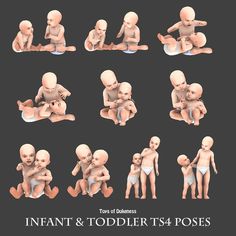 an infant and toddler poses are shown in various positions, including the baby's head