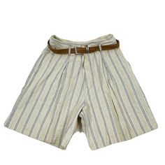 "Details: Size on label: 13/14 Color: Multi color Condition: Preowned. Smoke free / pet friendly home.. Gorgeous and flattering. See photos for complete details. Measurements: Waist: 14\" Rise: 13\" Hips: 21\" Inseam: 7.5\" E196" Retro Striped Short-length Bottoms, Retro Striped Short Bottoms, Spring Striped Bottoms With Belt Loops, Vintage Striped Short Bottoms, Vintage Mom, 90s Mens, Dad Shoes, Shorts Womens, Belted Shorts