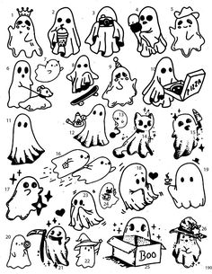 halloween coloring pages for kids with ghost characters and numbers to print out on the page