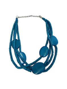 Sample: Blue Beaded vintage Statement Necklace - Trufacebygrace Blue Multi-strand Wooden Bead Necklaces, Blue Wooden Beads Jewelry For Jewelry Making, Elegant Large Beads Turquoise Necklace, Blue Wooden Beads For Jewelry Making, Elegant Blue Turquoise Necklace With Colorful Beads, Elegant Blue Turquoise Necklace With Large Beads, Elegant Turquoise Necklace With Large Blue Beads, Bohemian Blue Multi-strand Beads, Elegant Blue Jewelry With Wooden Beads