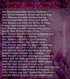 the back cover of astrology how venus in each house releases you