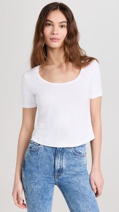 Fast Free Shipping & Free Returns on L'AGENCE Dana Tee at Shopbop. Shop new arrivals from L'AGENCE at Shopbop.com Simple Tees, Racerback Tank Top, Stripe Print, Racerback Tank, Sheath Dress, Navy And White, Knit Top, Scoop Neck, New Arrivals