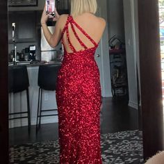 Selling This Absolutely Gorgeous Red Sequin Sherri Hill Dress. Brand New With Tags, I Bought It A Couple Months Prior To My Event And When The Time Came It Was Too Big On Me. I Wear A Size 0-2 In Dresses Usually. Size 0 But Could Fit A 2. Red Two Piece Prom Dress, Sherri Hill Black Dress, Sherri Hill Red Dress, Blue Sparkly Prom Dress, Sherri Hill Couture, Coral Prom Dress, Sherri Hill Gowns, Two Piece Prom Dress, Purple Sequin Dress