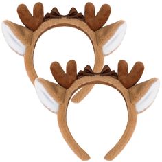 two brown and white deer ears with horns