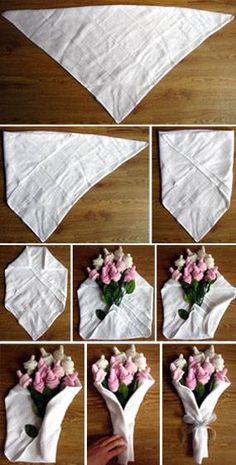 how to make a flower bouquet out of tissue paper and napkins - step by step instructions