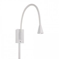 a white wall light with an arm attached to it