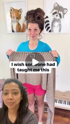 a woman holding up a sweater with the caption i wish so one had taught me this