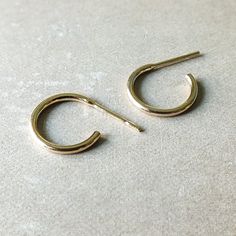 A pair of Open Hoop Earrings Classic Small Hoop Brass Earrings, Bronze Brass Small Hoop Earrings, Small Gold-tone Hoop Earrings With Polished Finish, Small Gold-tone Polished Hoop Earrings, Gold-tone Small Hoop Brass Earrings, Open Hoop Earrings, Gold Filled, Hoop Earrings, Gold