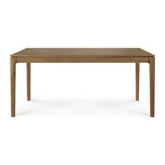 the table is made from wood and has a rectangular shape, with two legs on each side