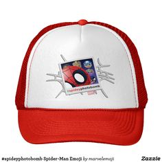 Spider-Man Emoji. Producto disponible en tienda Zazzle. Accesorios, moda. Product available in Zazzle store. Fashion Accessories. Regalos, Gifts. #gorra #hat #spideyphotobomb Smile Face, Trucker Hat, Spiderman, Free Design