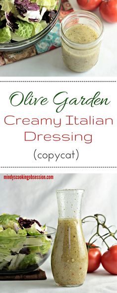 an image of a salad with dressing in it and the words, our garden creamy italian dressing copy