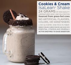 Cookies And Cream Shake, Cookies N Cream Cookies, Low Glycemic, Fiber Rich, Isagenix, Milk Protein, Protein Shake, Shake Recipes