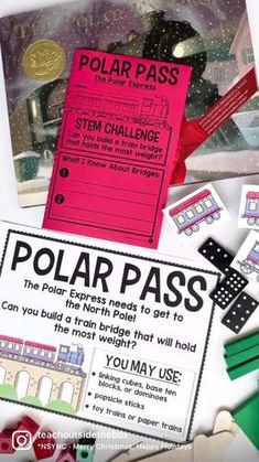 the polar pass has been placed on top of some other items for kids to play with